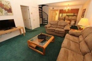 The charming living room in one of our Gatlinburg condo rentals.