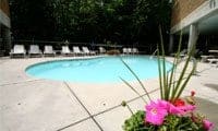 The beautiful outdoor swimming pool at Park Place Condos in Gatlinburg, TN.