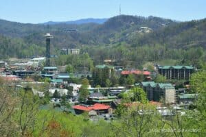 aerial of downtown Gatlinburg