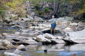 Fly fishing in Gatlinburg stream