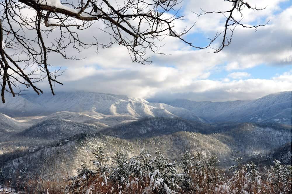 A scenic winter photo taken near our downtown Gatlinburg Tennessee condo rentals.