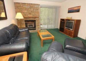 The charming living room in a downtown Gatlinburg condo.